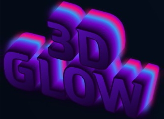 3D lettering designer with luminous gradient effect