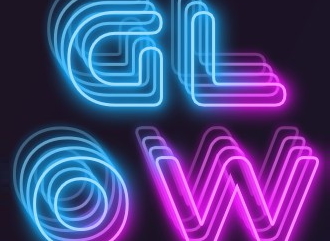 Make a 3D text glowing logo in a beautiful font