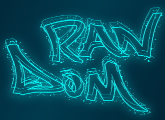 Make a neon logo in the style of glowing particles